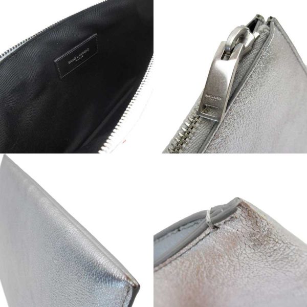 g1939b 2 Saint Laurent Clutch Bag Leather Silver