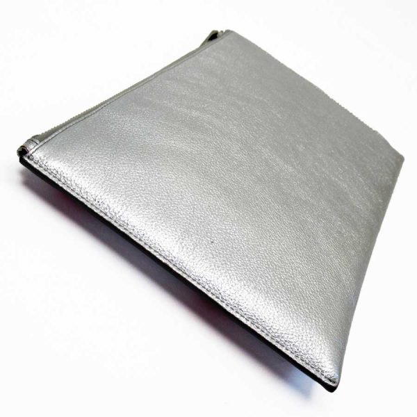 g1939b 3 Saint Laurent Clutch Bag Leather Silver