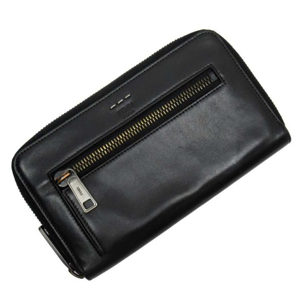 g2410a 1 Fendi Leather Round Zipper Long Wallet Black