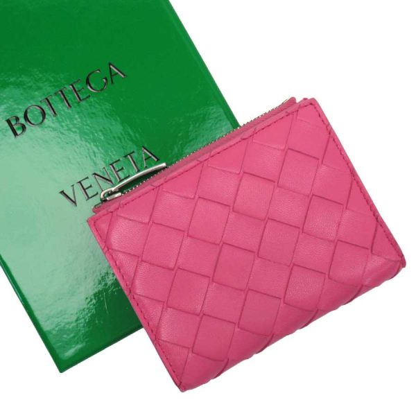 g2504g 1 Bottega Veneta Bifold Wallet Intrecciato Leather Pink