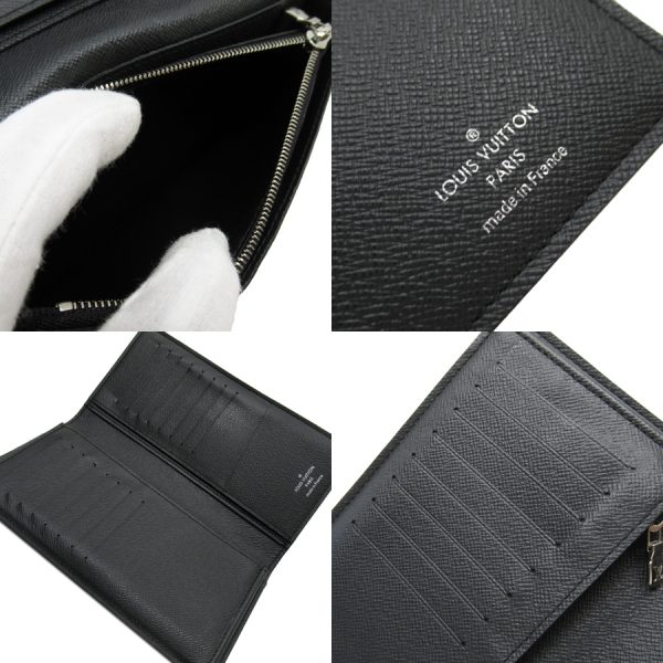 g3034a 4 Louis Vuitton Taiga Portefeuille Brazza Bifold Long Wallet Black