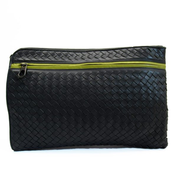 g3074a Bottega Veneta Clutch Bag Intrecciato Leather Gray