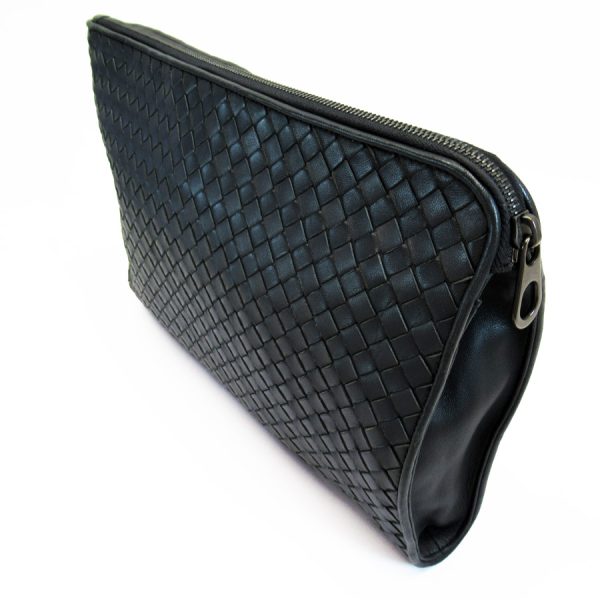 g3074a 1 Bottega Veneta Clutch Bag Intrecciato Leather Gray