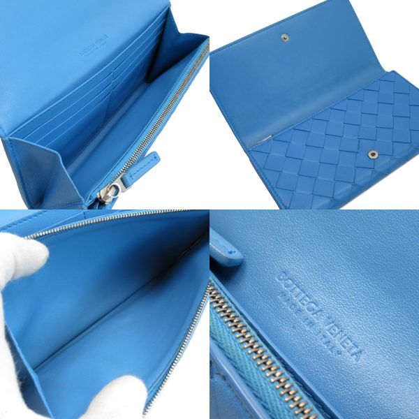 g3084a 4 Bottega Veneta Bifold Long Wallet Intrecciato Leather Blue