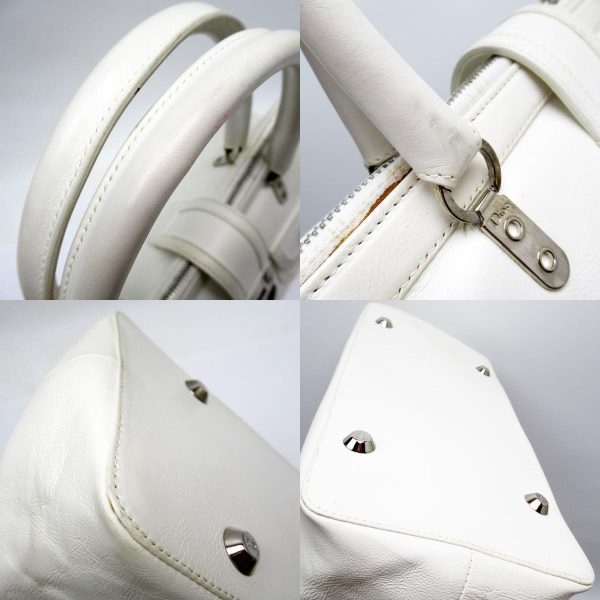 g3490a 3 c Dior Zipper Closure Charm Leather Handbag White