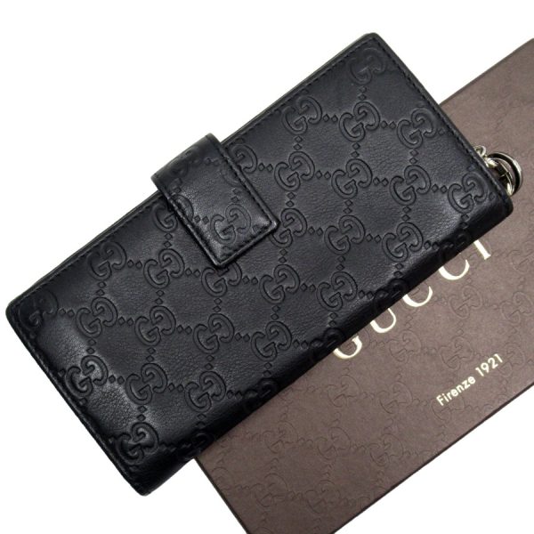 g3667a Gucci GG Leather Bifold Long Wallet Black