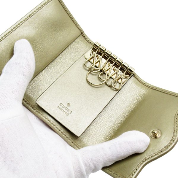 g3706g 3 Gucci Leather Key Case Gold