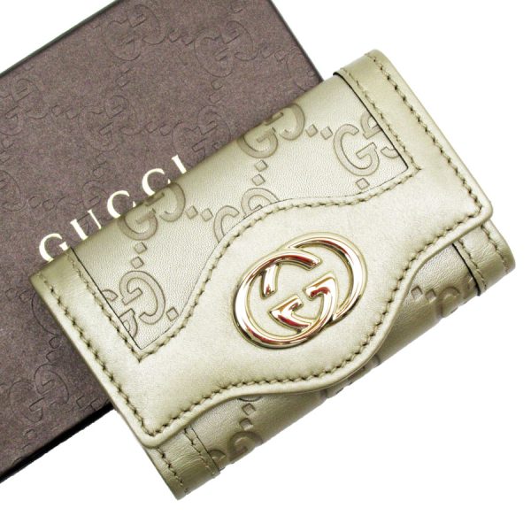 g3706g Gucci Leather Key Case Gold