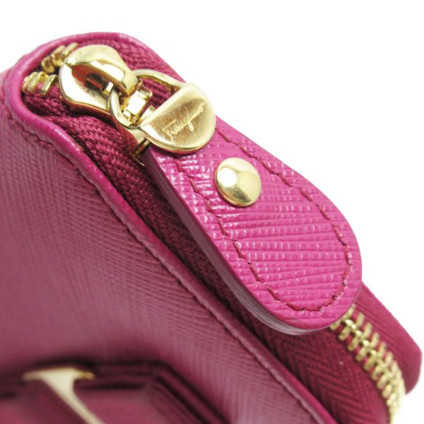 g3798g 2 Salvatore Ferragamo Coin Case Rose Ribbon Leather Pink