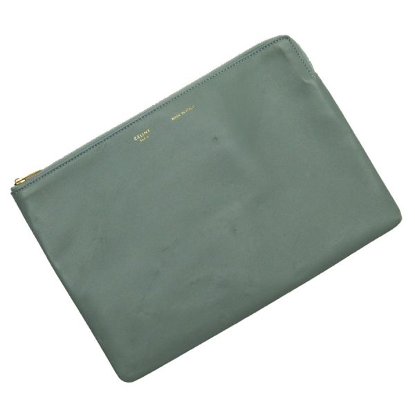 g3829g Celine Leather Clutch Bag Green