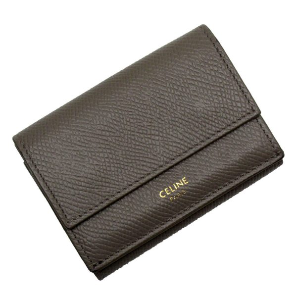 g3997a Celine Leather Tri fold Wallet Gray