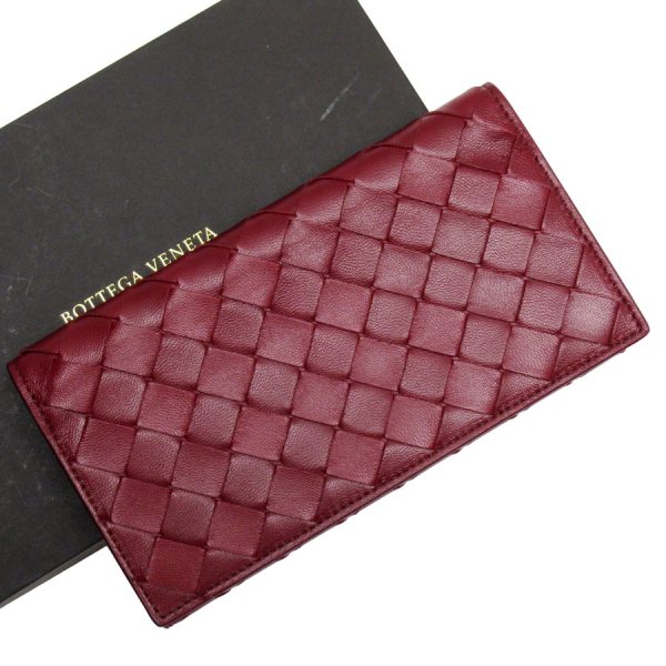 g4060k Bottega Veneta Long Wallet Intrecciato Leather Bordeaux