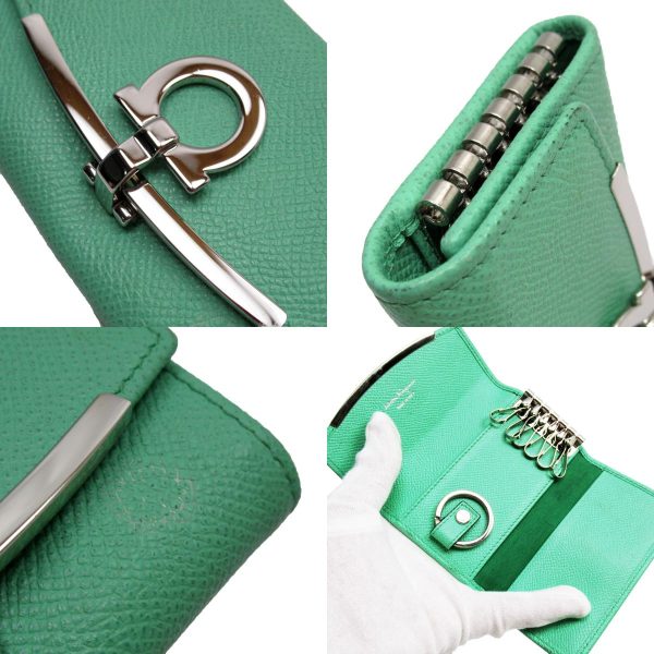 g4083a 3 c Salvatore Ferragamo Key Case Gancini Leather Green