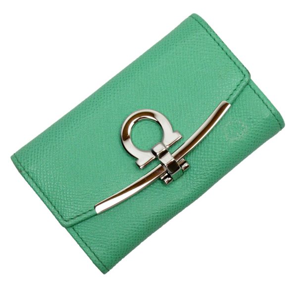 g4083a Salvatore Ferragamo Key Case Gancini Leather Green