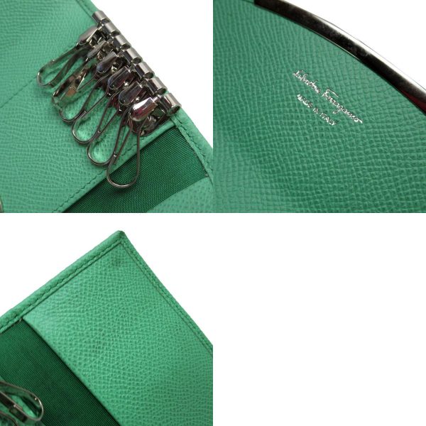 g4083a 7 c Salvatore Ferragamo Key Case Gancini Leather Green