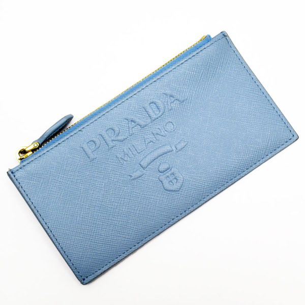 g4092g Prada Leather Coin Case Light Blue