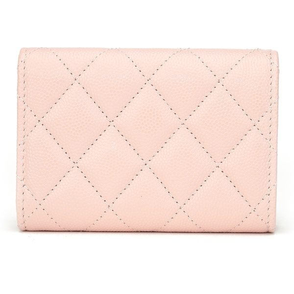 gch2404190003 2 Chanel Trifold Wallet Caviar Skin Pink