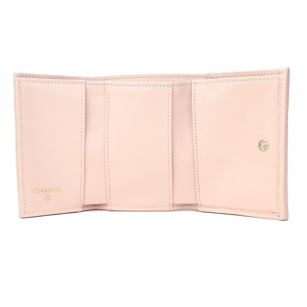 gch2404190003 5 Chanel Trifold Wallet Caviar Skin Pink