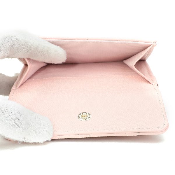 gch2404190003 7 Chanel Trifold Wallet Caviar Skin Pink