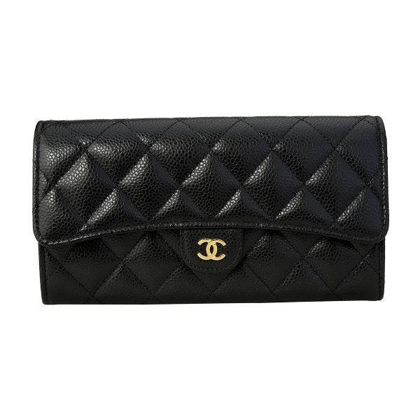 gch2405100005 1 Chanel Long Wallet Matelasse Black