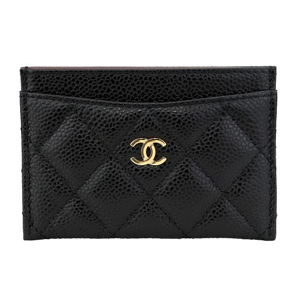 gch2405100007 1 Chanel Card Case Caviar Skin Card Case Black