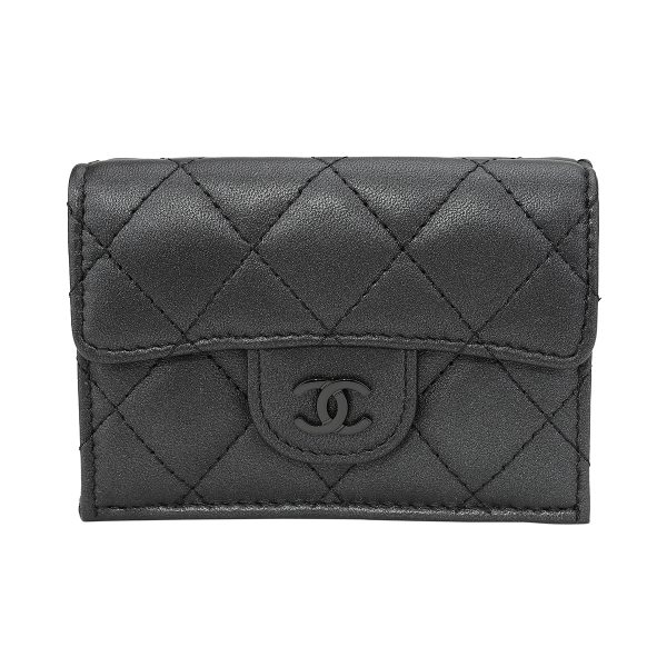 gch2405100008 1 Chanel Trifold Wallet Lambskin Black