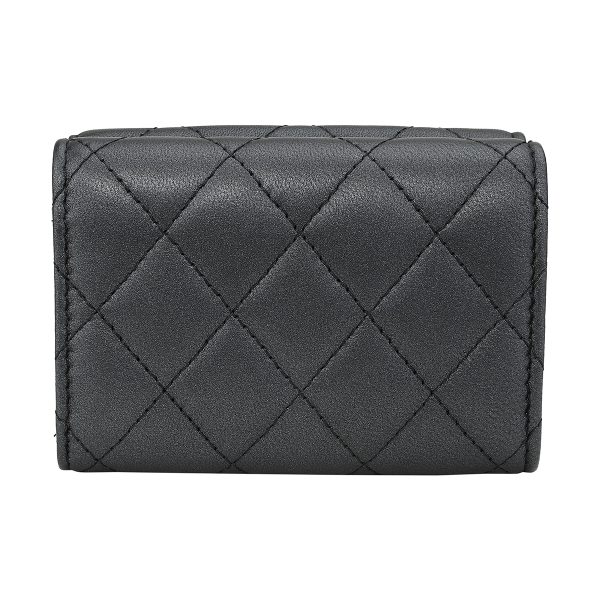 gch2405100008 2 Chanel Trifold Wallet Lambskin Black