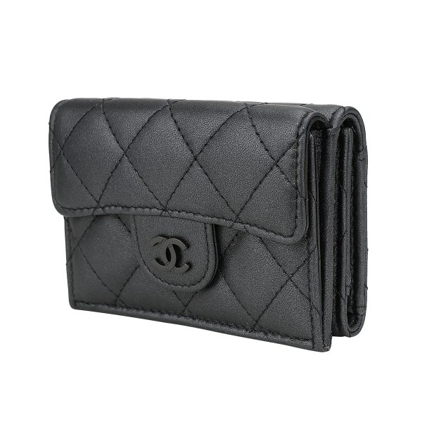 gch2405100008 4 Chanel Trifold Wallet Lambskin Black