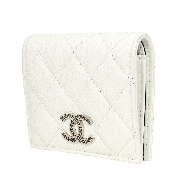 gch2405100012 4 Chanel Bifold Wallet Caviar Skin White