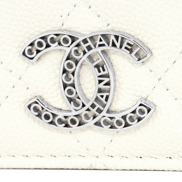 gch2405100012 7 Chanel Bifold Wallet Caviar Skin White