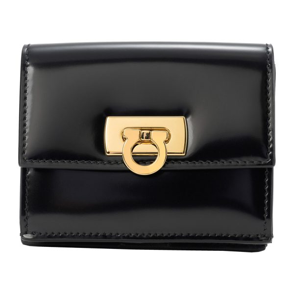 gfr220434760658 1 Ferragamo Trifold Wallet Gancini Black