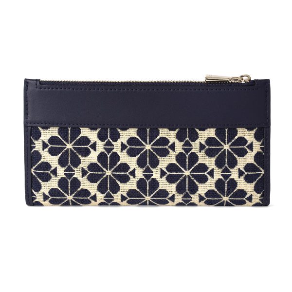 gktkb201403 2 Kate Spade Long Wallet Spade Flower Jacquard KB201 Blue