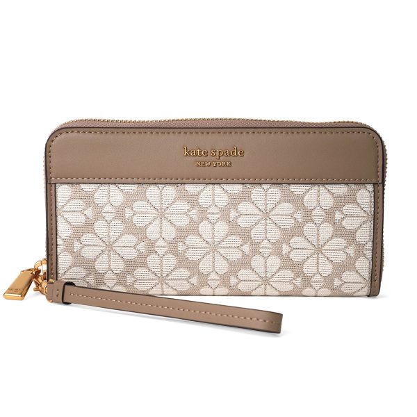 gktkb202251 1 Kate Spade Long Wallet Spade Flower Jacquard Beige