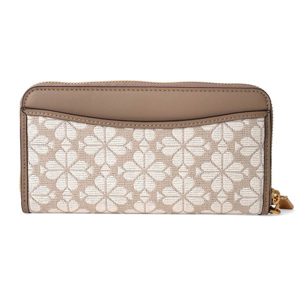 gktkb202251 2 Kate Spade Long Wallet Spade Flower Jacquard Beige