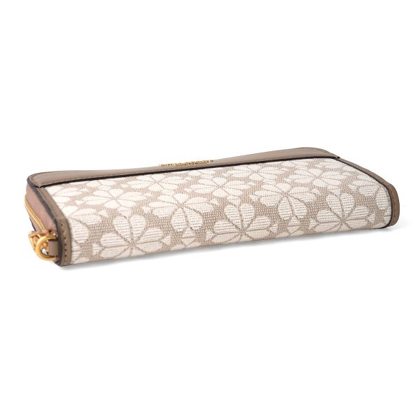 gktkb202251 3 Kate Spade Long Wallet Spade Flower Jacquard Beige