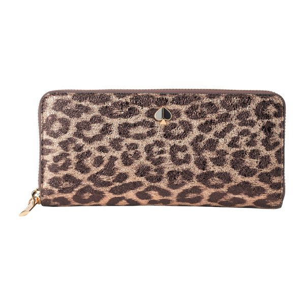 gktpwru7479985 1 Kate Spade Long Wallet Metallic Leopard PWRU7479 Gold Brown