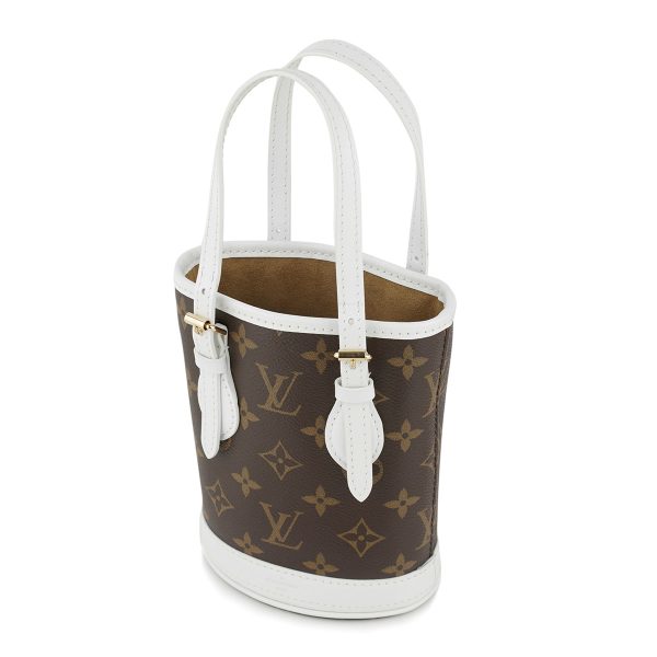 glvm81489 4 Louis Vuitton Shoulder Bag Monogram Nano Bucket Brown White