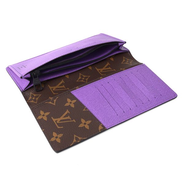 glvm81538 7 Louis Vuitton Monogram Macassar Portefeuille Brazza NM Brown Purple