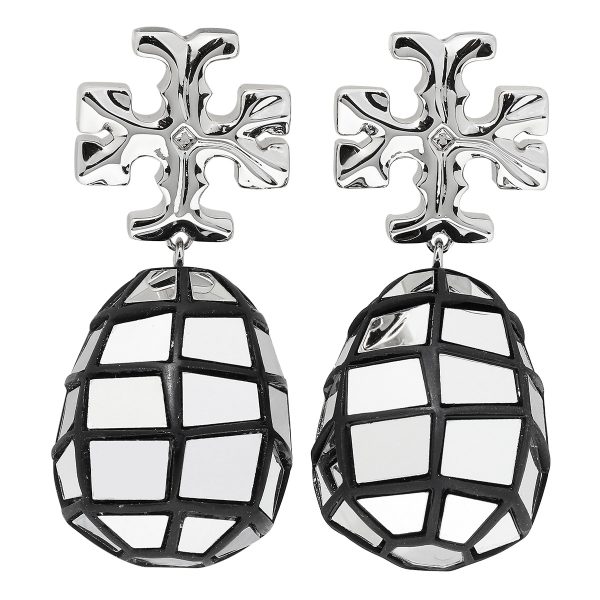 gto155506020 1 TORY BURCH Earrings Small Disco Silver