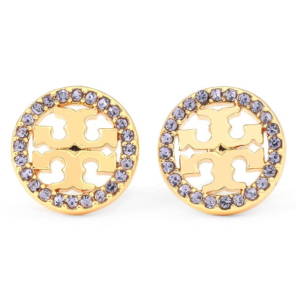 gto53422702 1 TORY BURCH Earrings Crystal Logo Circle Gold