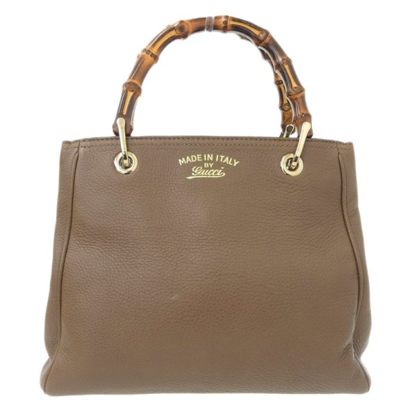 gu0310 1 Gucci Bamboo Shopper Leather Handbag Brown