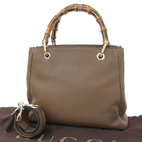 gu0310 2 Gucci Bamboo Shopper Leather Handbag Brown