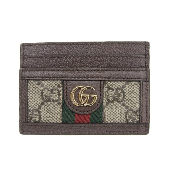 gu0420 1 Gucci Ophidia Supreme Leather Card Case Beige Brown