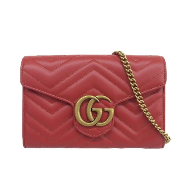 gu0435 1 Gucci Marmont Shoulder Bag Quilted Leather Red