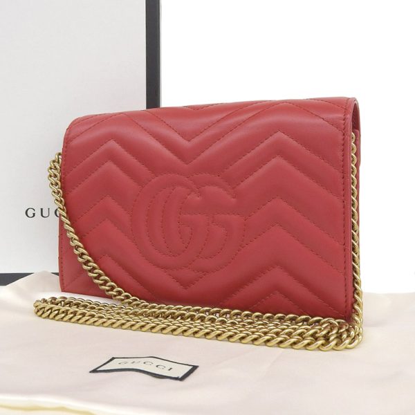 gu0435 2 Gucci Marmont Shoulder Bag Quilted Leather Red