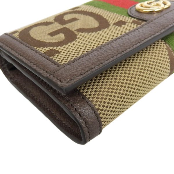 gu0440 3 Gucci Jumbo Continental Wallet Long Wallet Canvas Leather Beige Brown