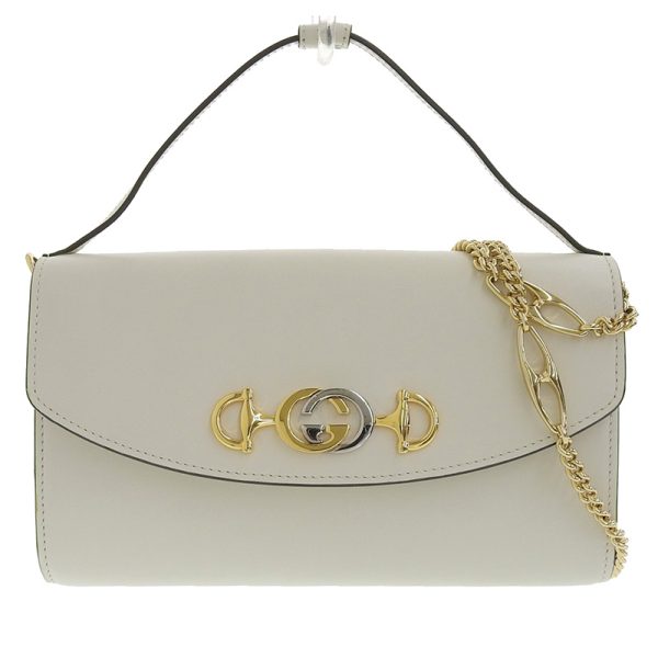 gu0453 1 Gucci Zumi Bag Chain Shoulder Leather Ivory