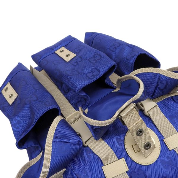 gu0459 4 Gucci Off the Grid Backpack Rucksack Nylon Blue Beige