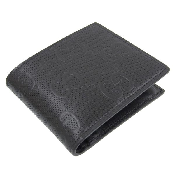 gu0460 3 Gucci GG Embossed Coin Wallet Bifold Wallet Compact Wallet Leather Black