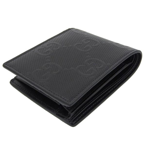 gu0460 4 Gucci GG Embossed Coin Wallet Bifold Wallet Compact Wallet Leather Black